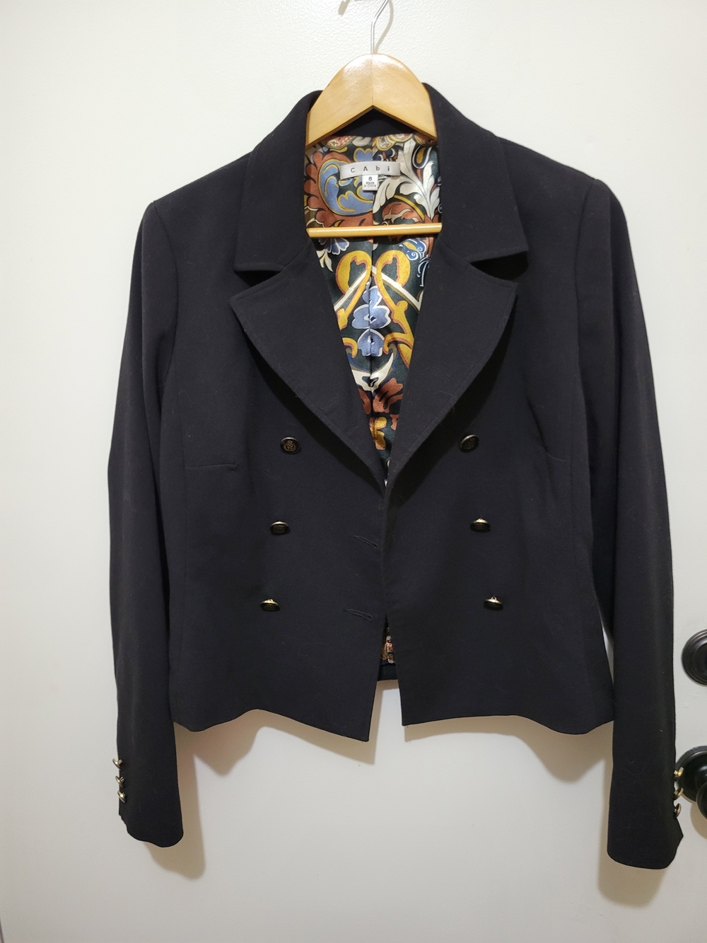 CAbi Women's Double-Breasted Lined Black Blazer Jacket - Size 8 - Picture 2 of 11